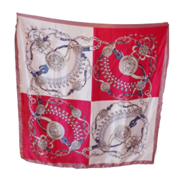 Stories of Shanghai Chain Print Polyester Square Scarf NEW - Picture 2 of 3